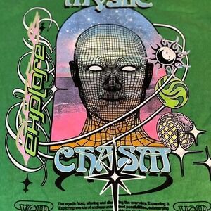 PacSun Psychedelic Graphic T-Shirt Green Cosmic Face Streetwear XL